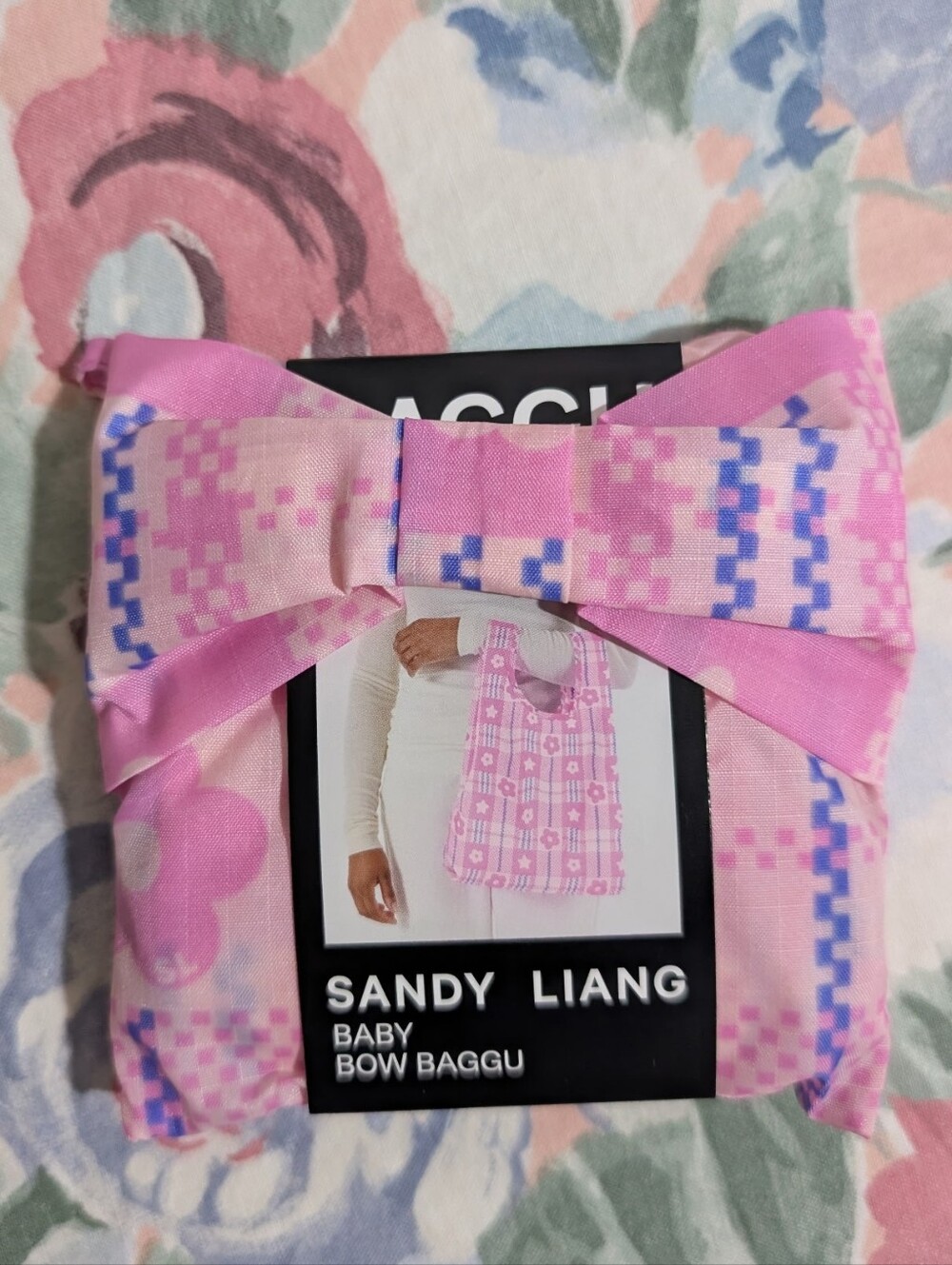 Baggu x Sandy Liang Baby Bow Market Plaid Pink BNWT No Keychain Included
